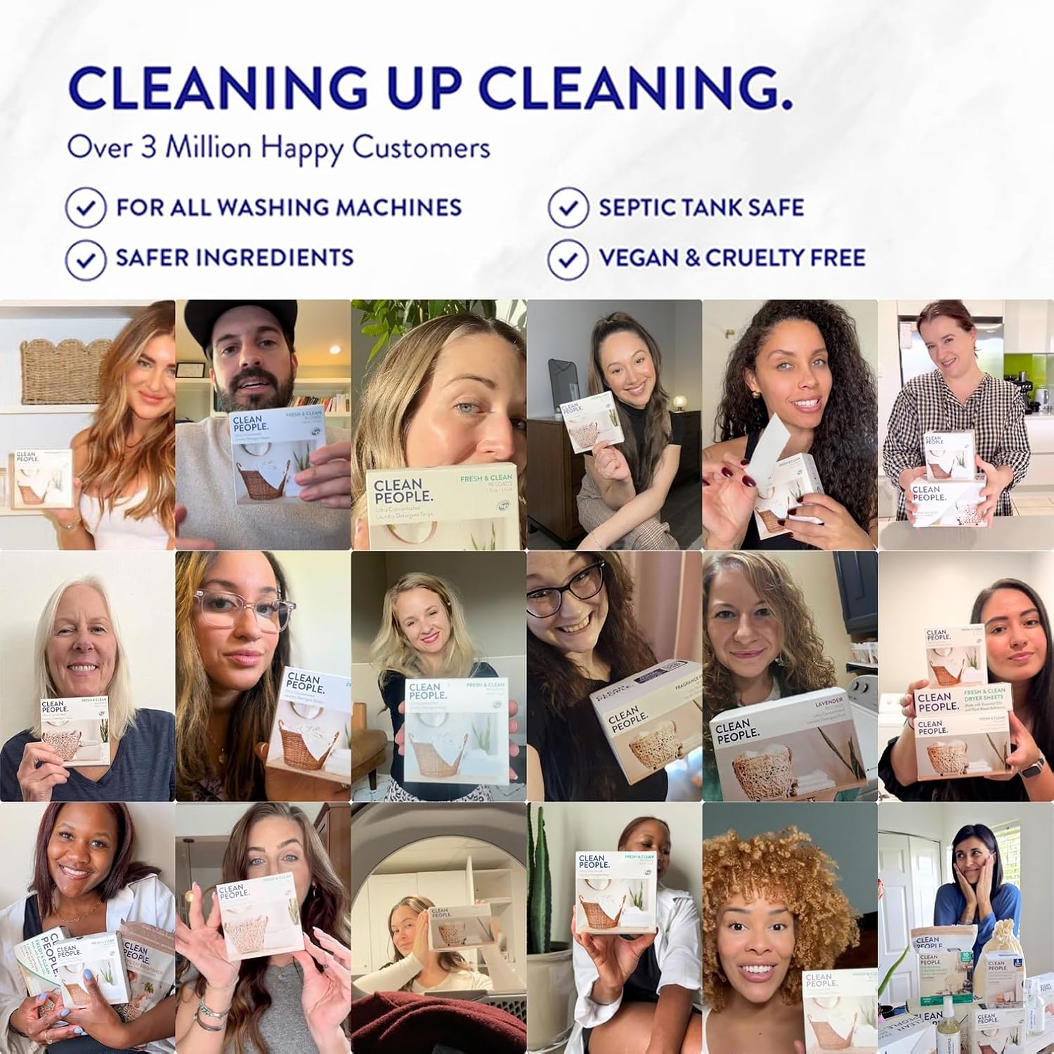 The Clean People Laundry Detergent Sheets - Laundry Soap - Ultra Concentrated, Recyclable Packaging, Stain Fighting - Fresh Scent, 96 Pack