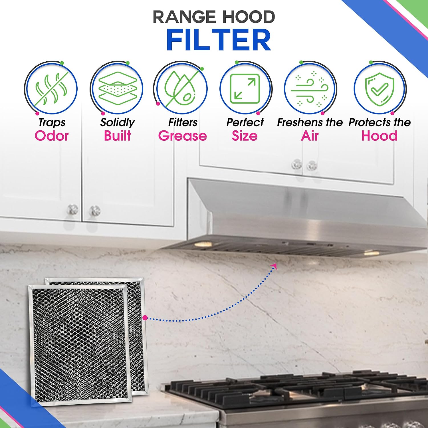 Stove Vent Filter 10.5"x8.8" 97007696 Fits Nutone Broan Range Hood Filter