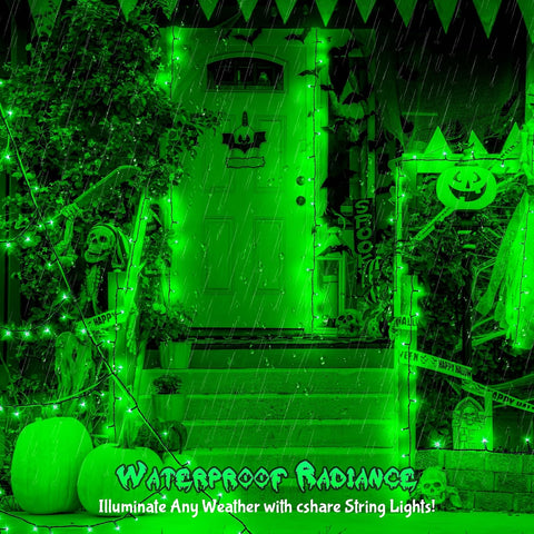 cshare Green String Lights Battry Operated with Timer Waterproof, Halloween String Lights for Outside 16.4ft 50LED Indoor Outdoor Halloween Decorations Garland Party Patio Garden Yard 2 Packs