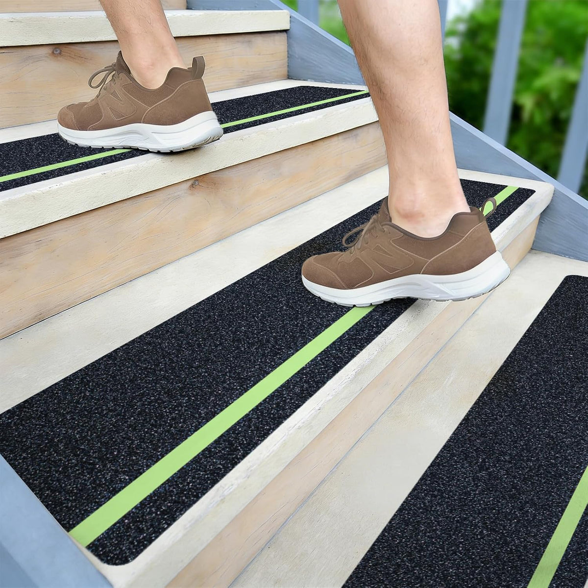 LifeGrip Anti Slip Traction Treads 6"x32" 5-Pack Glow in Dark Green Stripe