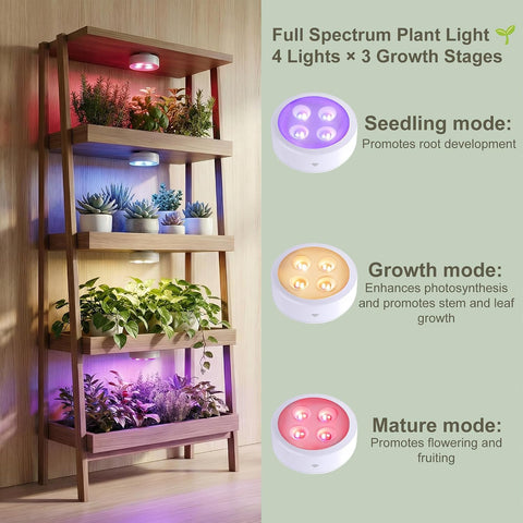 6 PC Rechargeable Grow Lights for Indoor Plants, Battery Powered Grow Light