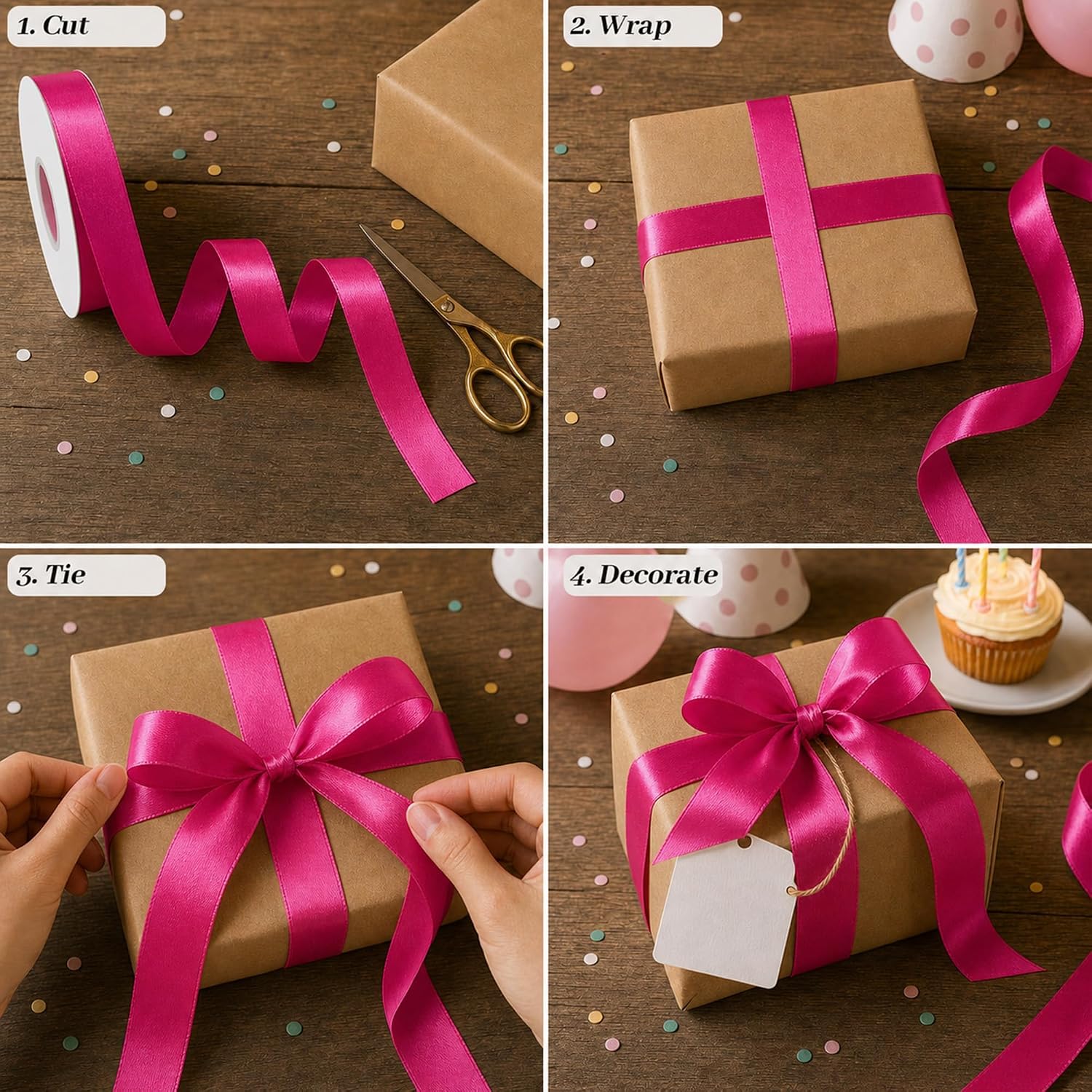 Double Face Rose Pink Satin Ribbon 7/8 Inch X 50 Yards Polyester Rose Pink Ribbons for Gift Wrapping Fabric Ribbon for Crafts Flower Bouquet Sewing Arts Wedding Party Decoration