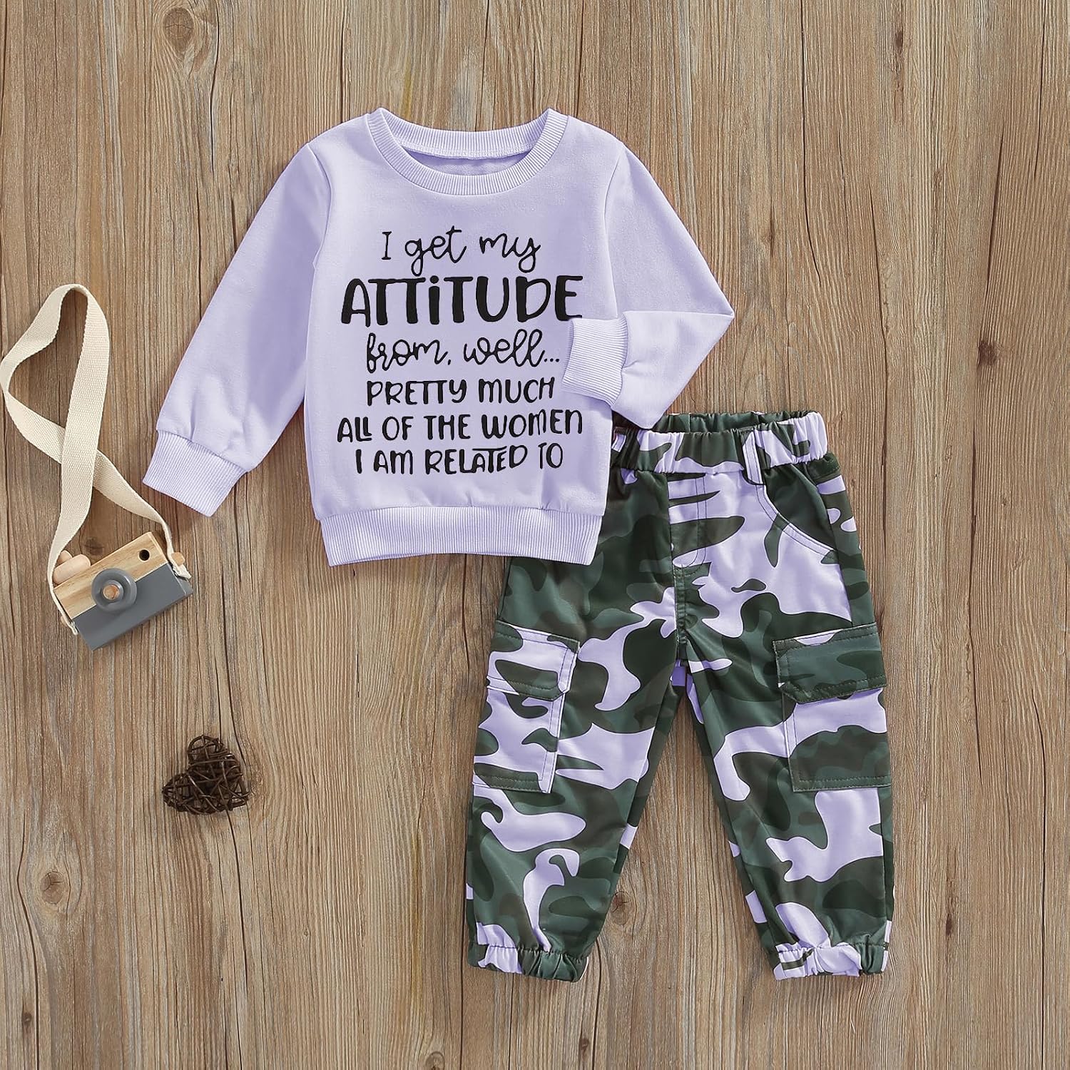 Toddler Girls Clothes 1T 2T 3T 4T 5T Fall Outfits Sweatshirt Camo Pants Set