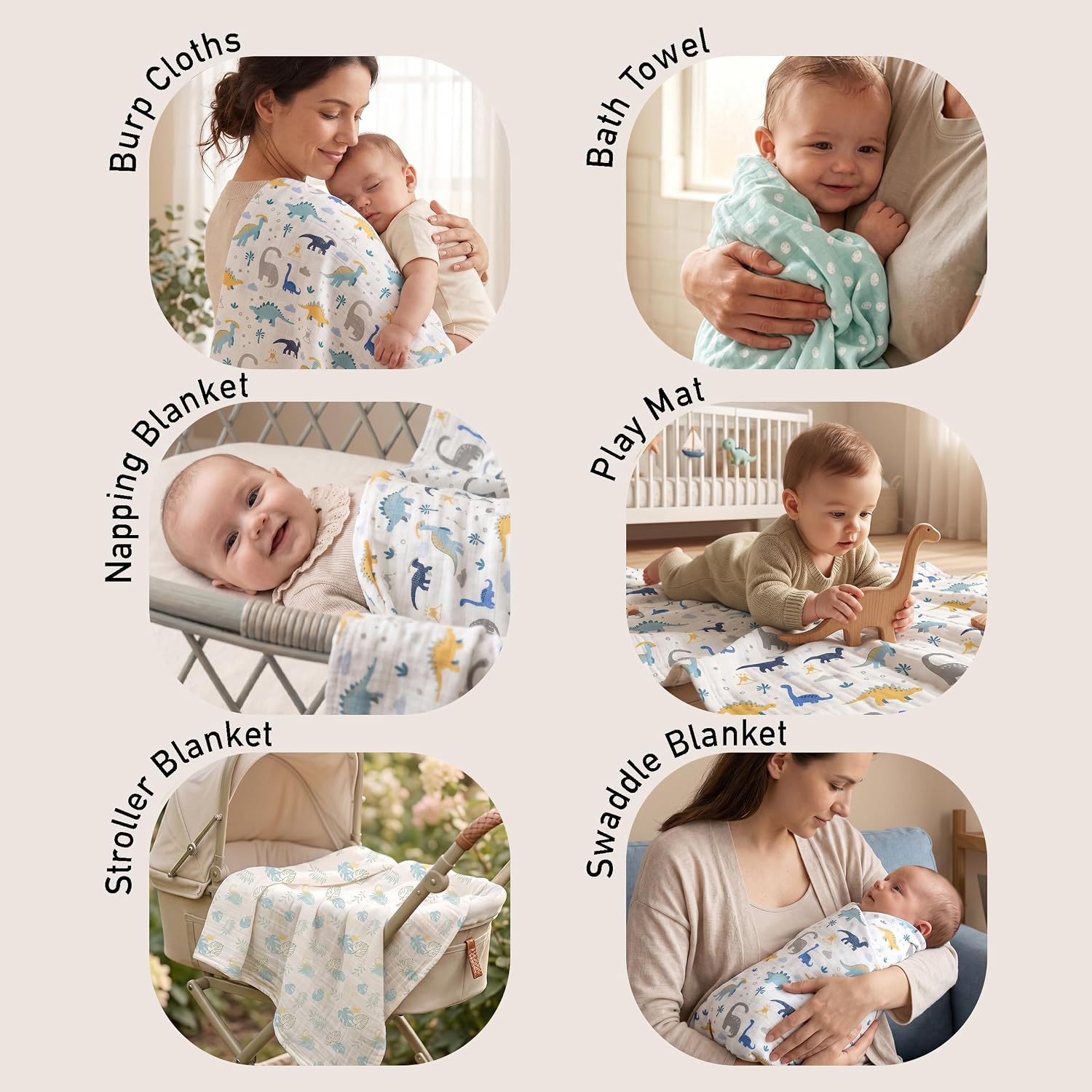 GLLQUEN BABY Muslin Swaddle Blankets 4Pk Receiving Blanket Large 35" x 40"