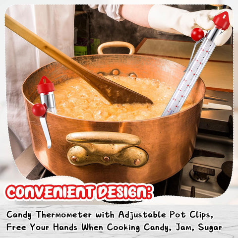Photect 3 Pcs Candy Thermometer with Pot Clip 8", Mixed Color