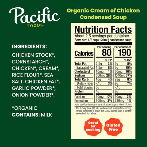 Pacific Foods Organic Cream of Chicken Soup, 10.5 oz Can (Case of 12)