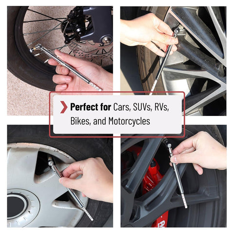UNCO- Pencil Tire Pressure Gauge, 2 Pack, 10-75 PSI, Stainless Steel Body