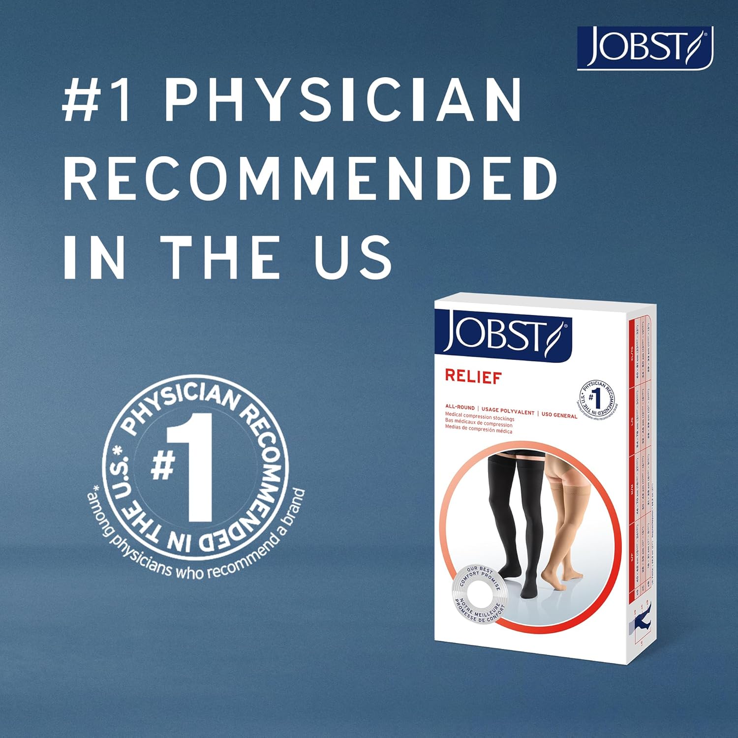 JOBST Relief Compression Stockings, 30-40 mmHg, Waist High