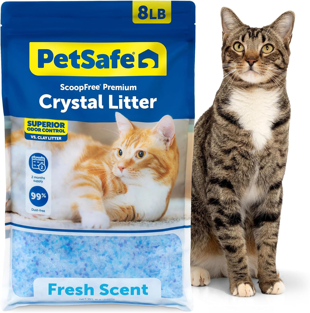 PetSafe ScoopFree Odor Control Crystal Cat Litter, Fresh Scent, 8 Lb Bag