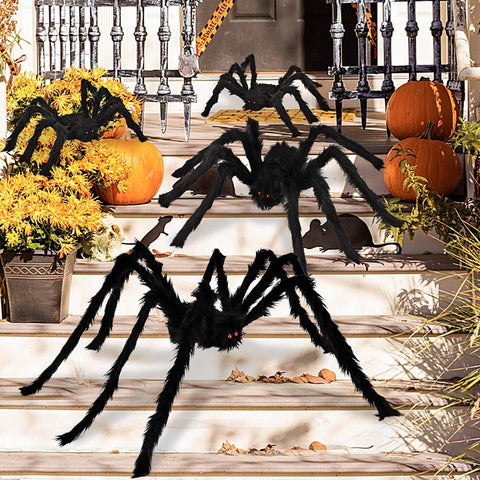 Halloween Decorations Outdoor Spider Decor: 4 Pack Gaint Scary Fake Spiders