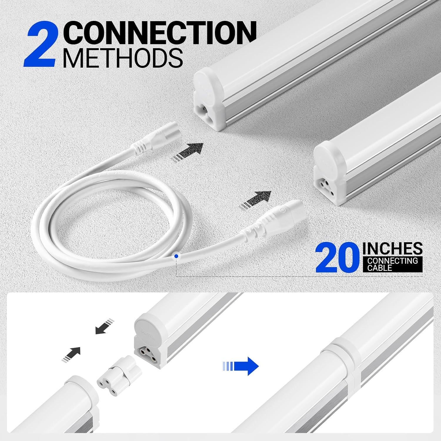 Barrina LED T5 Integrated Single Fixture, 4FT, 2200lm, 6500K 20W, 6 Packs