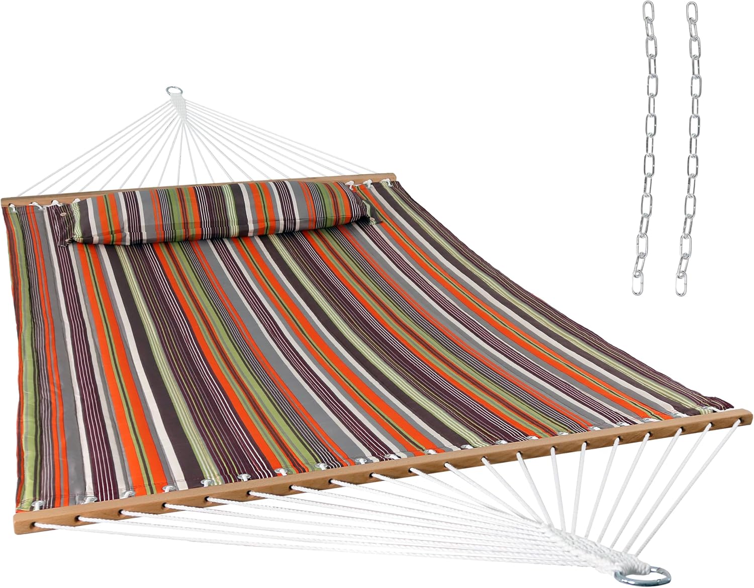 Sunnydaze Quilted Double Hammock for Outside with Pillow, Canyon Sunset