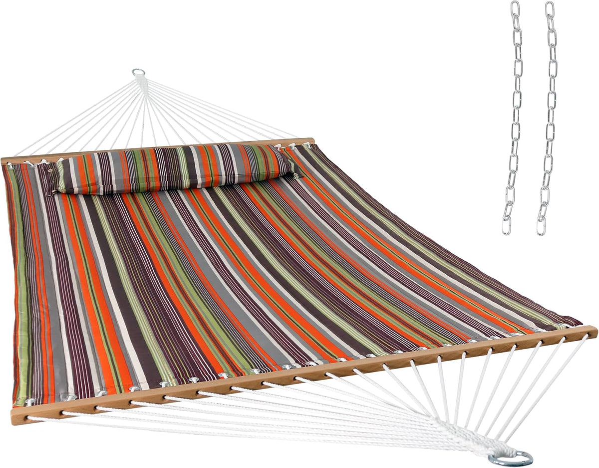 Sunnydaze Quilted Double Hammock for Outside with Pillow, Canyon Sunset