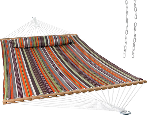 Sunnydaze Quilted Double Hammock for Outside with Pillow, Canyon Sunset