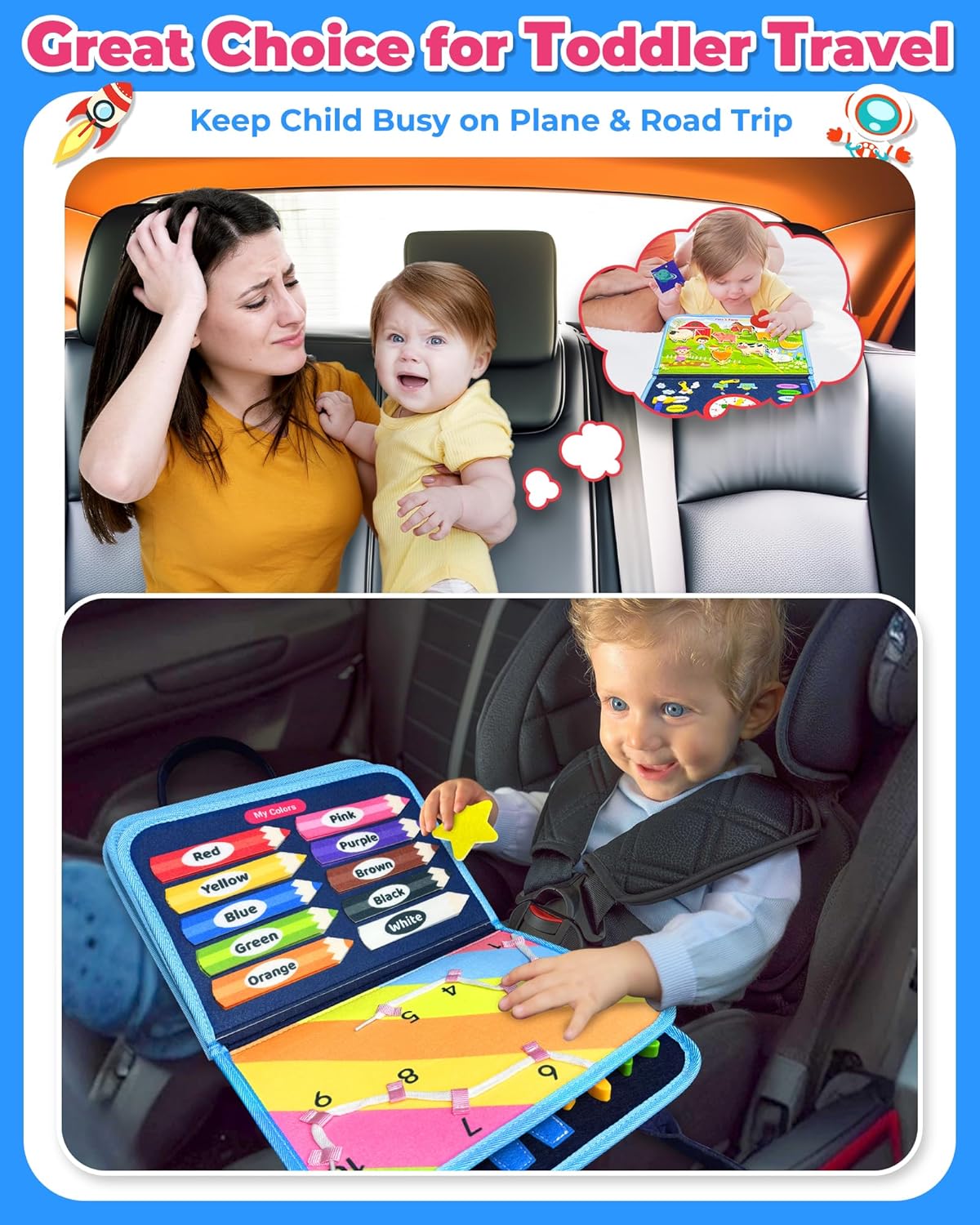 Gojmzo Busy Board Montessori Toys for Toddler Boy Girl Gifts Busy Book