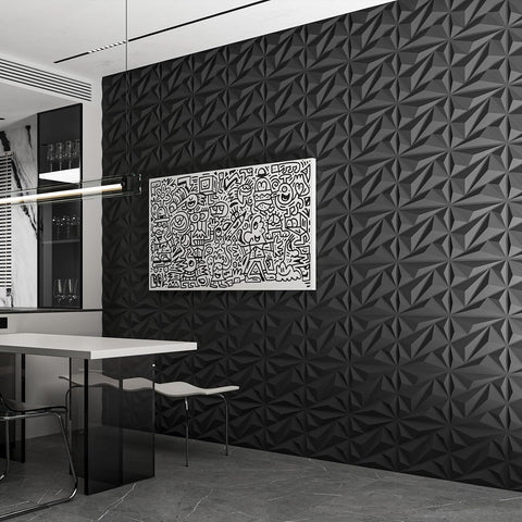 Art3dwallpanels 33 Pack 3D Wall Panels Diamond, Black, 12''x12''