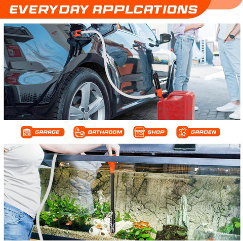 Portable Fuel Transfer Pump with 47" Hose-High Flow Hand Fuel Pump, Battery Powered Siphon Pump for Gasoline Mechanical Fuel Pumps Universal Fit for Gasoline, Vehicles, Fuel,Water Transfer（Amber）