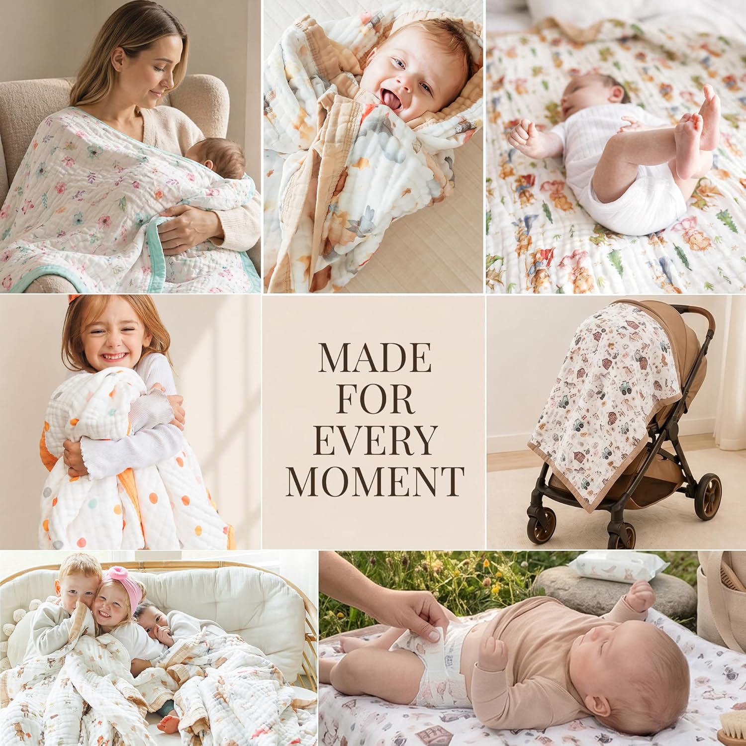 Organic Cotton Muslin Baby Blanket for Boys and Girls - Luxurious Soft Toddler Quilt for Swaddling - Gender Neutral Blanket - Baby and Toddler Gift - Farm