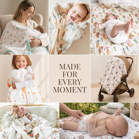 Organic Cotton Muslin Baby Blanket for Boys and Girls - Luxurious Soft Toddler Quilt for Swaddling - Gender Neutral Blanket - Baby and Toddler Gift - Farm
