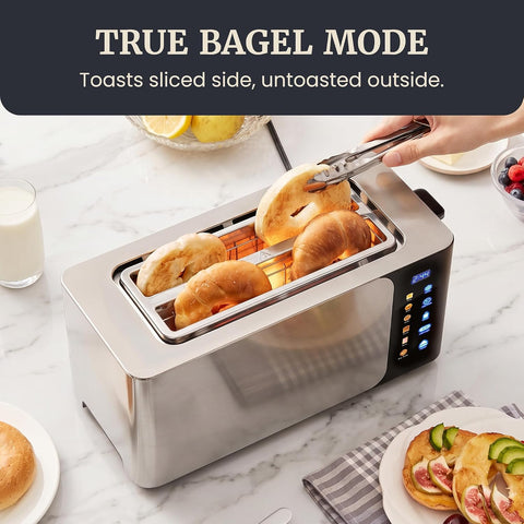 Elite Gourmet SmartToast Digital 4-Slice Toaster, 1370W, 1.5" Wide Slots
