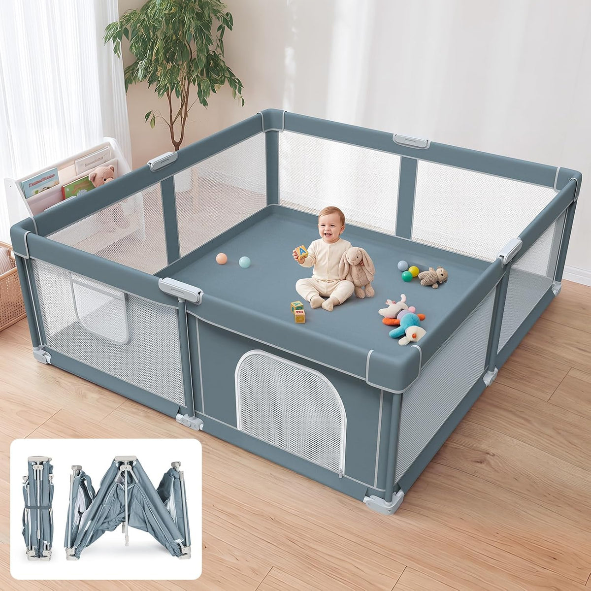 OMZER Foldable Baby Playpen, 71x79 Inch Extra Large Collapsible Play Yard