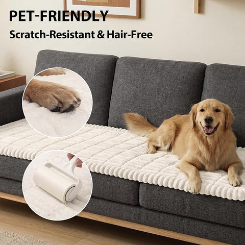 Fixwal Waterproof Flannel Dog Couch Cover, 27.6" x 59", White