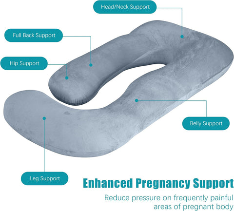 Cute Castle Pregnancy Pillows, Soft U-Shape Maternity Pillow with Removable Cover - Full Body Pillows for Adults Sleeping - Pregnancy Must Haves - Jumbo 57 Inch - Grey