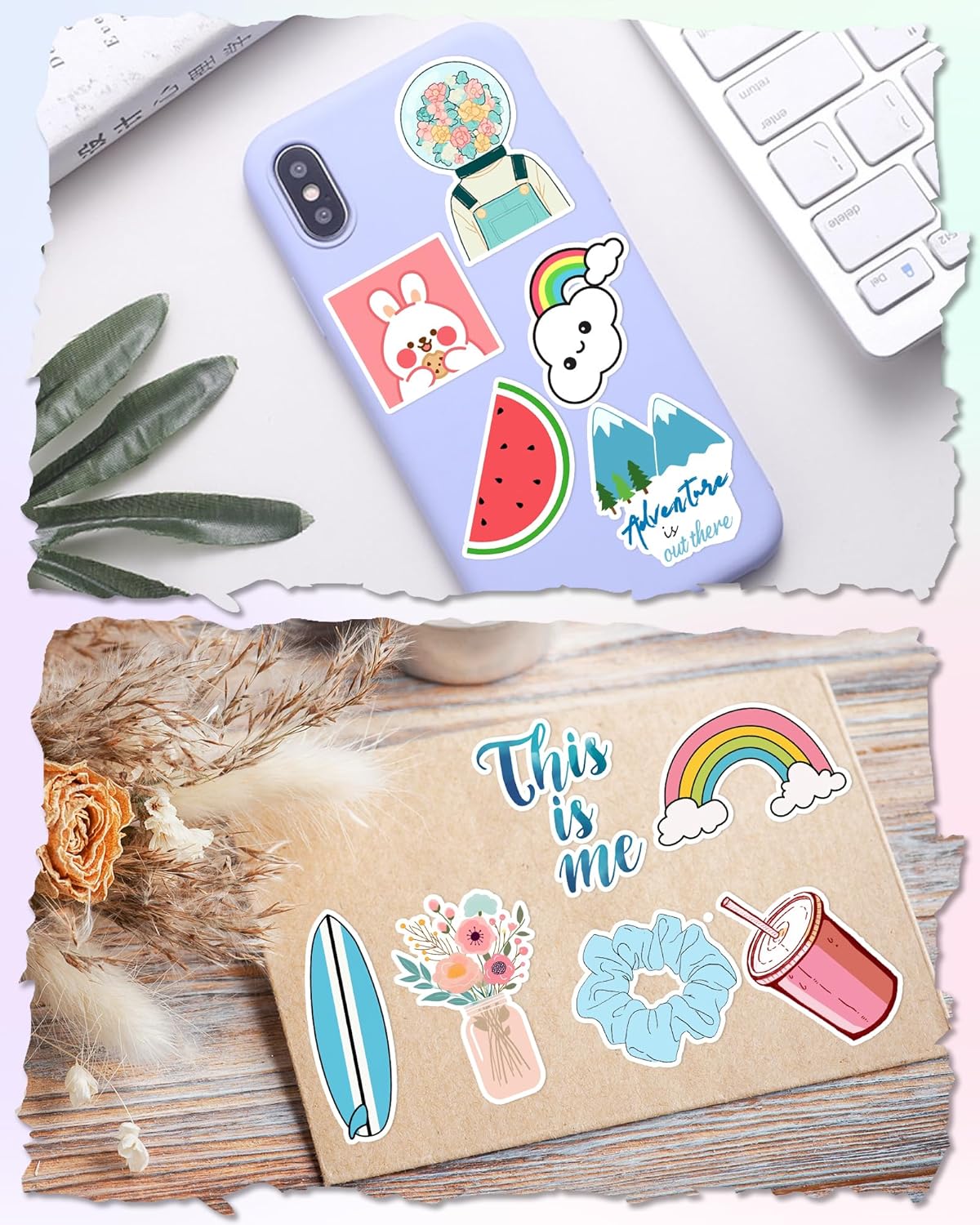 300 Pcs/Pack Water Bottle Stickers for Kids, Cute Vinyl Waterproof Stickers