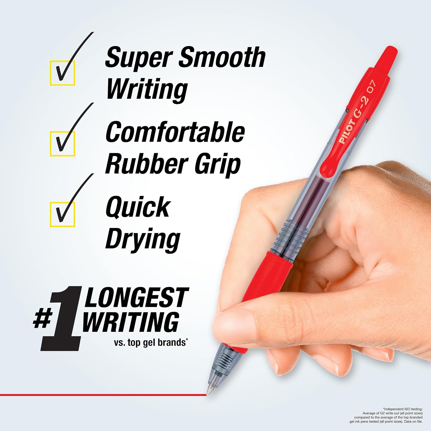 PILOT G2 Premium Gel Roller Pens, Fine Point 0.7 mm, Red Pens, Pack of 4
