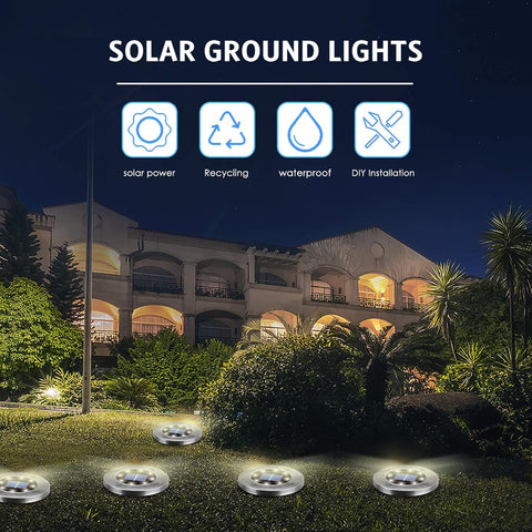 OULONGER 4.6inch Solar Ground Lights, Garden Solar Outdoor Waterproof Pathway Bright In-Ground Landscape Lights for Patio, Lawn, Yard, Driveway, Step and Walkway(White Light 12Packs)