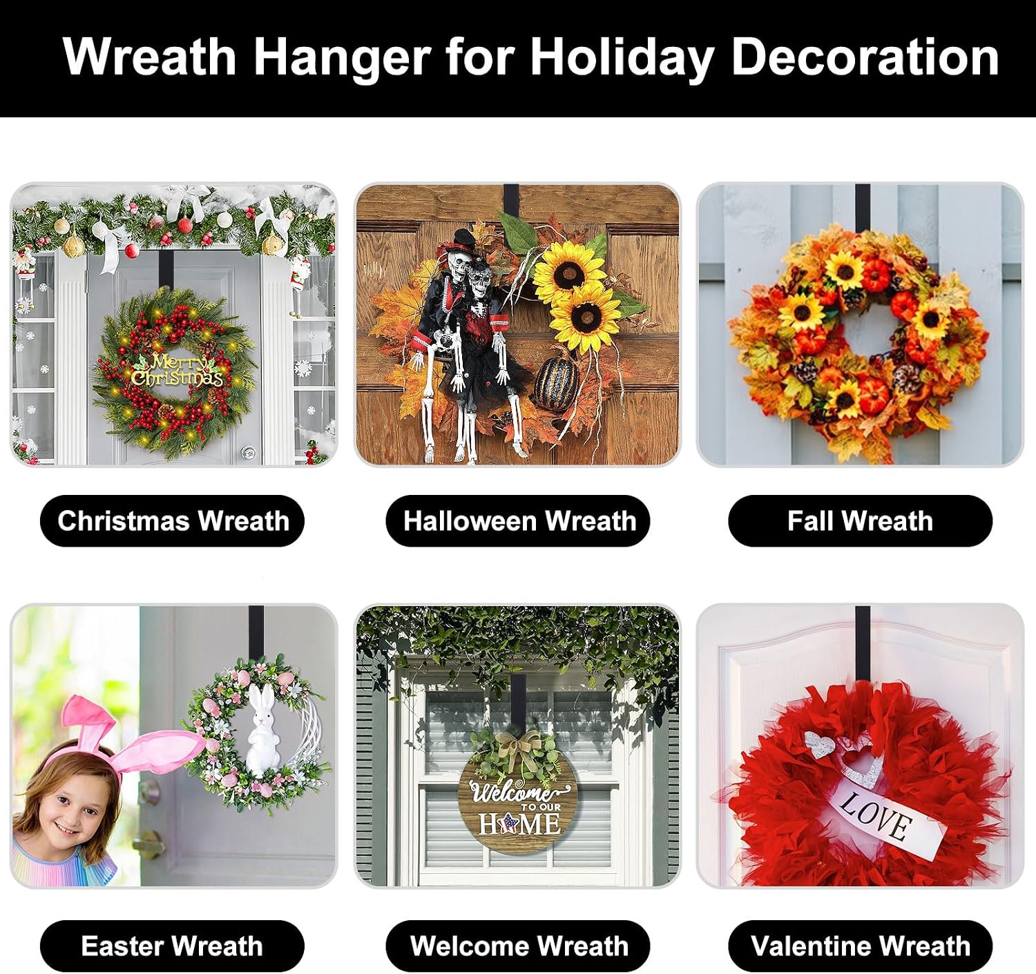 Wreath Hanger,Christmas Decorations Adjustable Wreath Hanger for Front Door