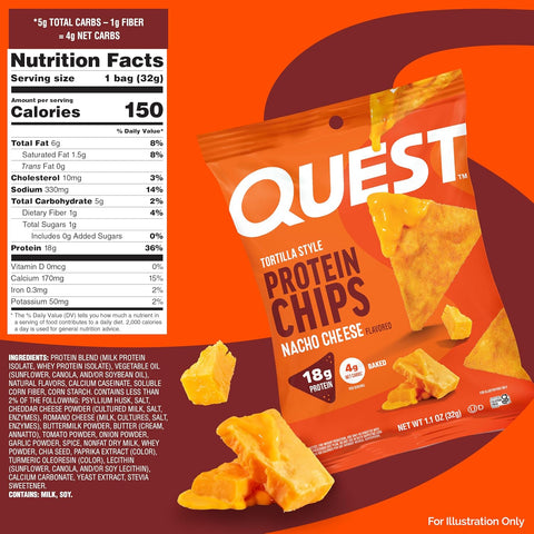 Quest Nutrition Nacho Cheese Tortilla Style Protein Chips, 12 Count