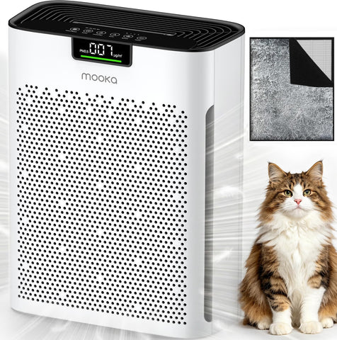 MOOKA Air Purifier for Home Bedroom Large Room 2200 Ft², HEPA Filter, White