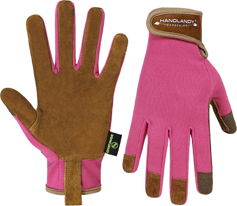 HANDLANDY Gardening Gloves for Women, Leather Garden Glove, Gardener Gift