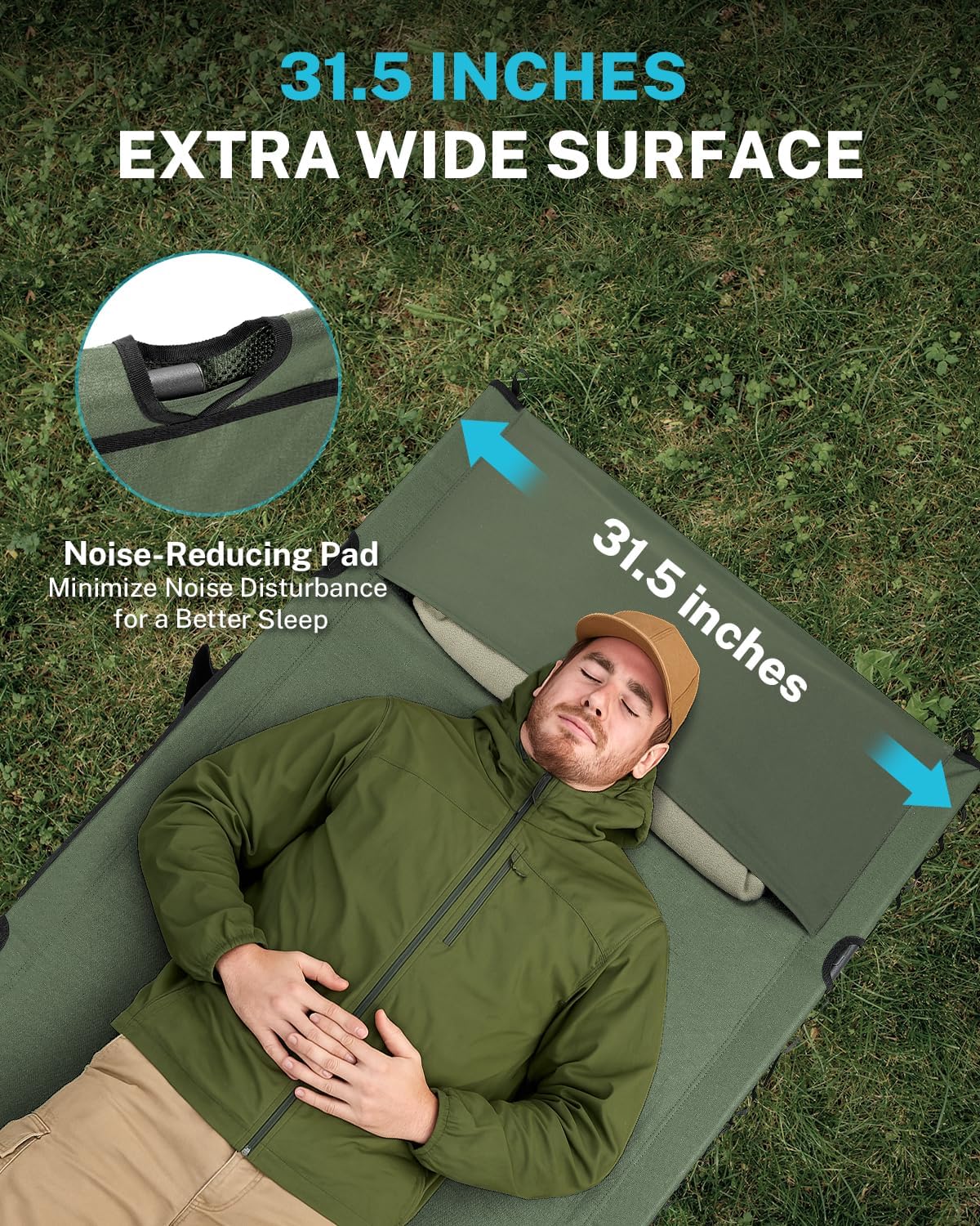 Gonex 31" Wide Camping Cot Lightweight Folding Portable Camp Cot for Adult