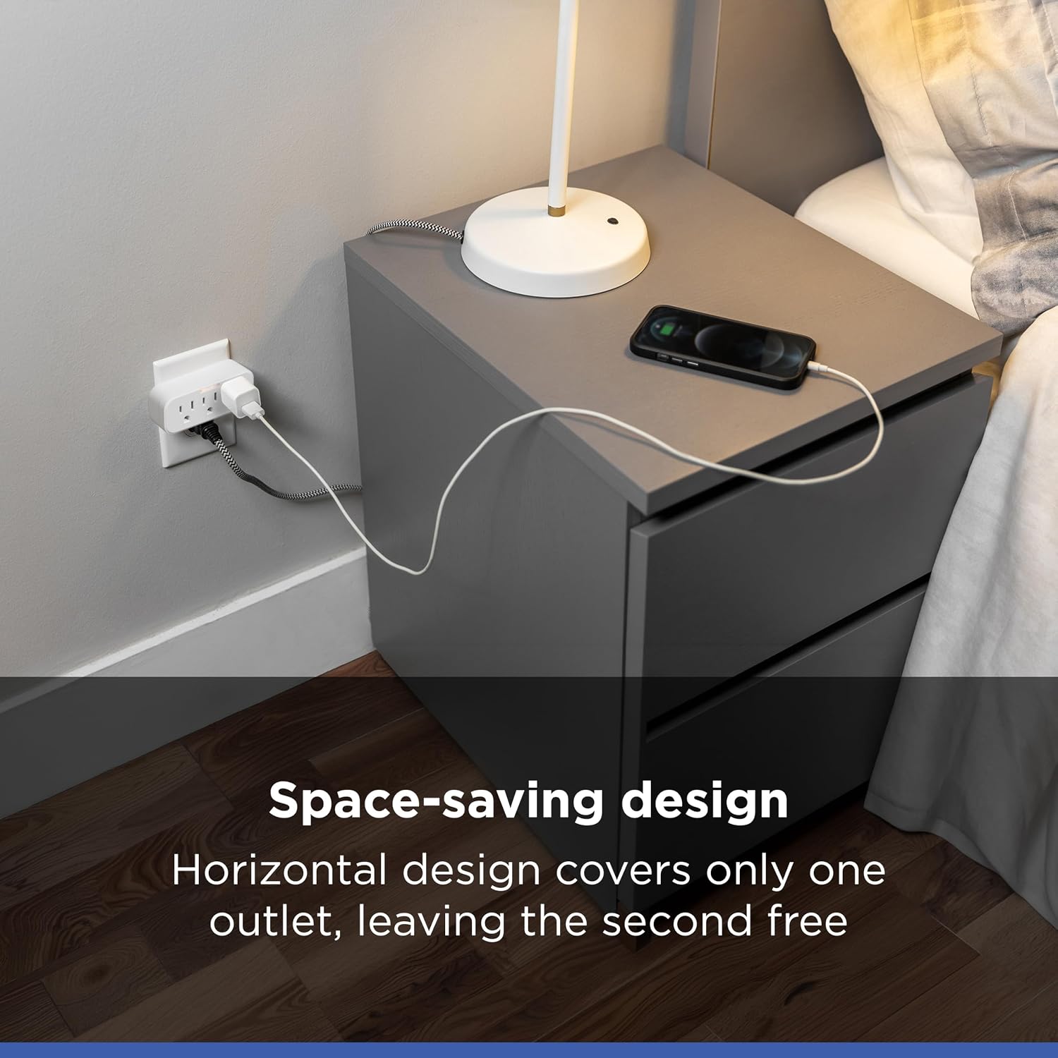 GE Outlet Extender, Guide Light, 3 Outlet Multi Plug Wall Power Splitter