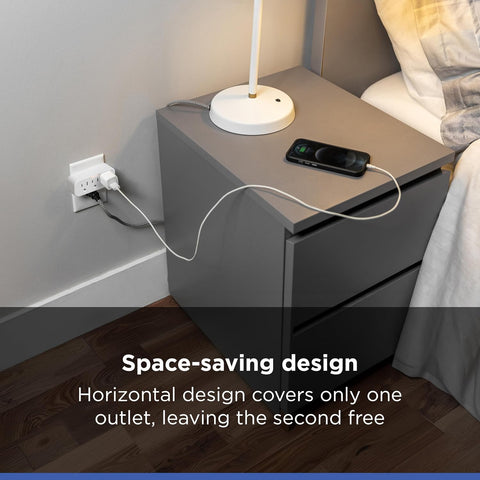 GE Outlet Extender, Guide Light, 3 Outlet Multi Plug Wall Power Splitter