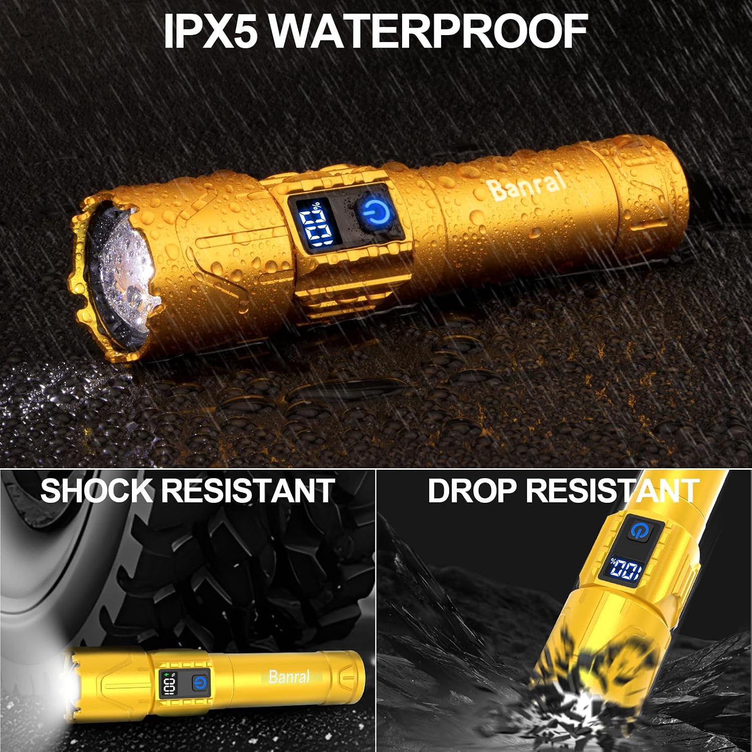 Tactical Flashlight Super Bright High Lumens Rechargeable LED Flash Light