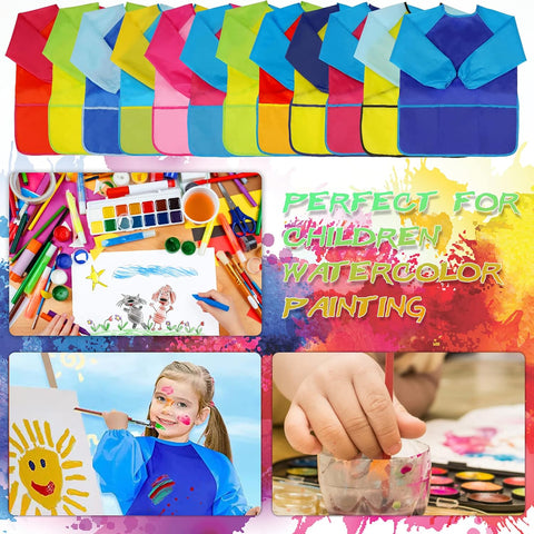 Zkptops 12 Pack Kids Art Smocks Waterproof Painting Apron,Toddler Smock