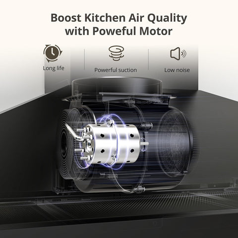FIREGAS Black Range Hood 36 inch, Wall Mount Range Hood