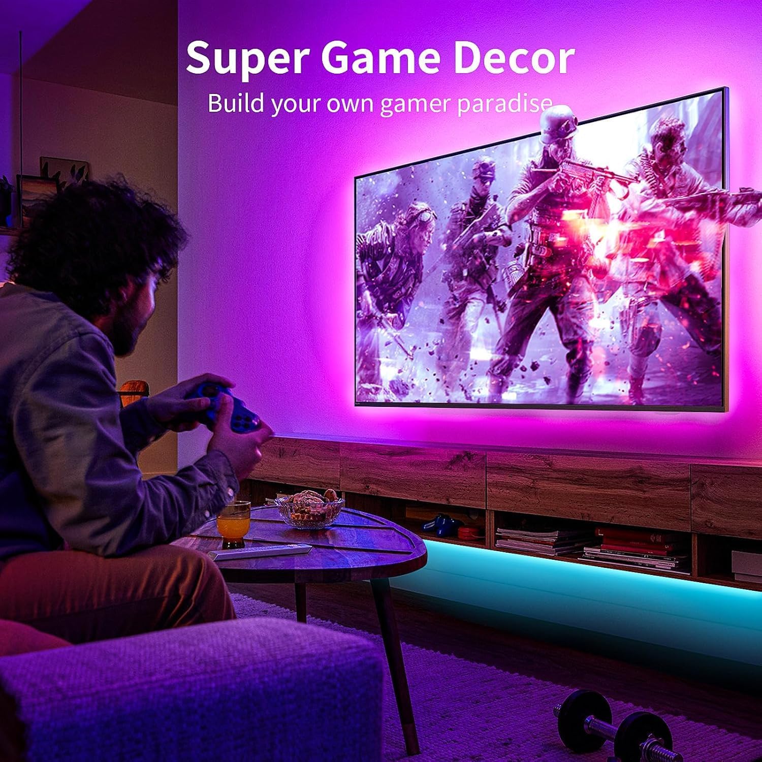 KSIPZE LED Lights for TV, 19.7ft TV led Backlight for 65-85 Inch TVs RGB TV Backlight Behind Music Sync Smart APP & Button Control TV LED Strip Lights USB Powered for Bedroom/Gaming