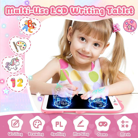 Teriph LCD Writing Tablet for Kids, Unicorn Girl Toys, Toddlers Toys Drawing Board, Educational Doodle Pad Kid Toy for 3 4 5 6 7 8 Year Old Girls Boys Easter Birthday Party Xmas Gift, 8.5inch & Pink
