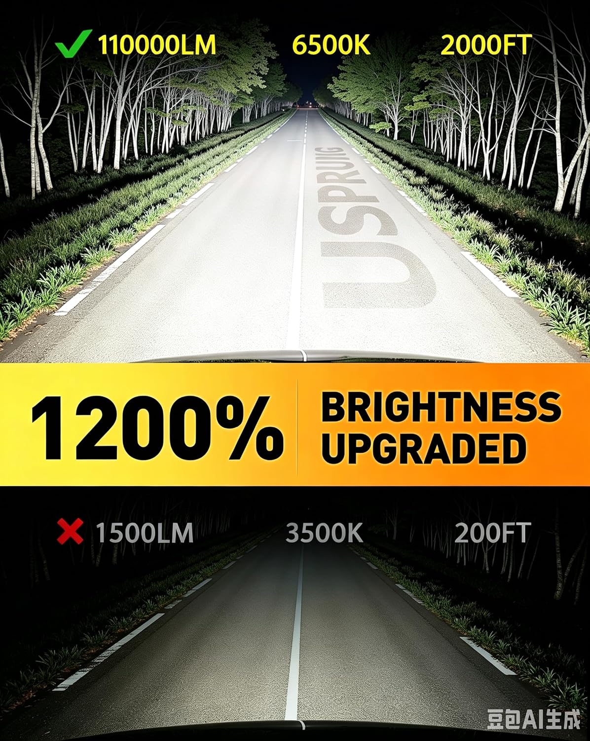 Ursprung 2026 Next-Gen H7/H 7LL Light Bulbs, 120000LM 1400% Ultra Bright Output, 6500K 1:1 Compact Mini Body, Plug-In Without Extra Adapter, 10 Year+ Long, CANBus Ready, Daytime Running Light Modules