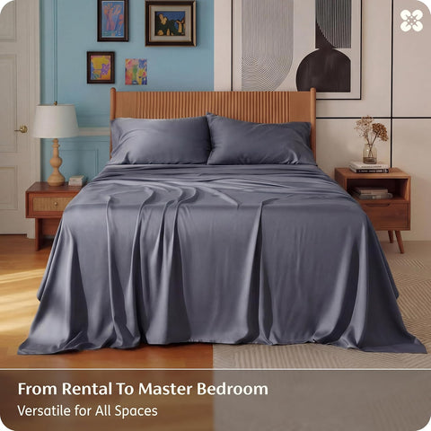 Bedsure PureWoven 100% Rayon Derived from Bamboo, Queen Sheets, 4 Pieces