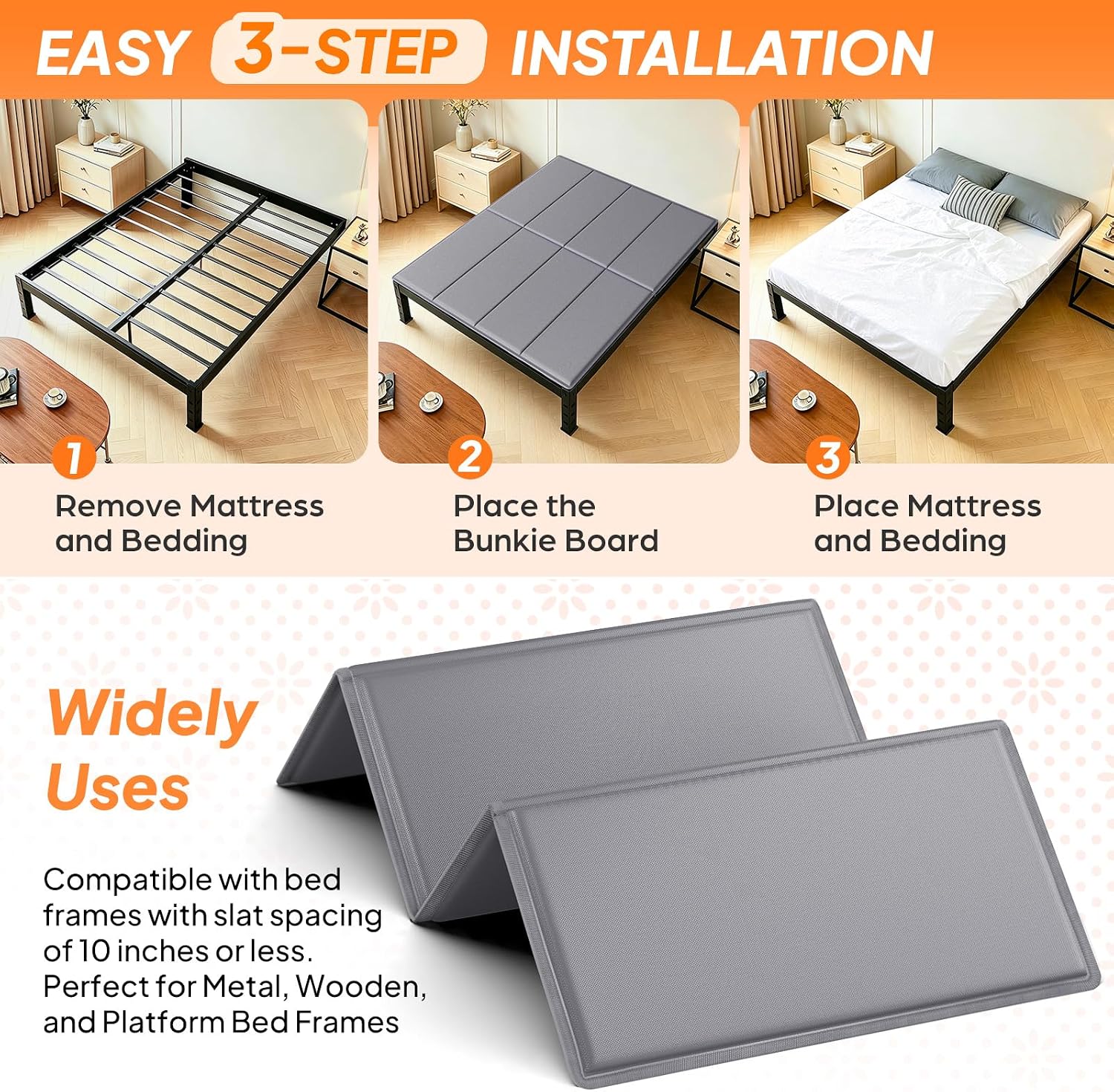 LAVEVE Heavy Duty Bunkie Board Twin XL 2-Pack 38'' x 79'', Anti-Slip