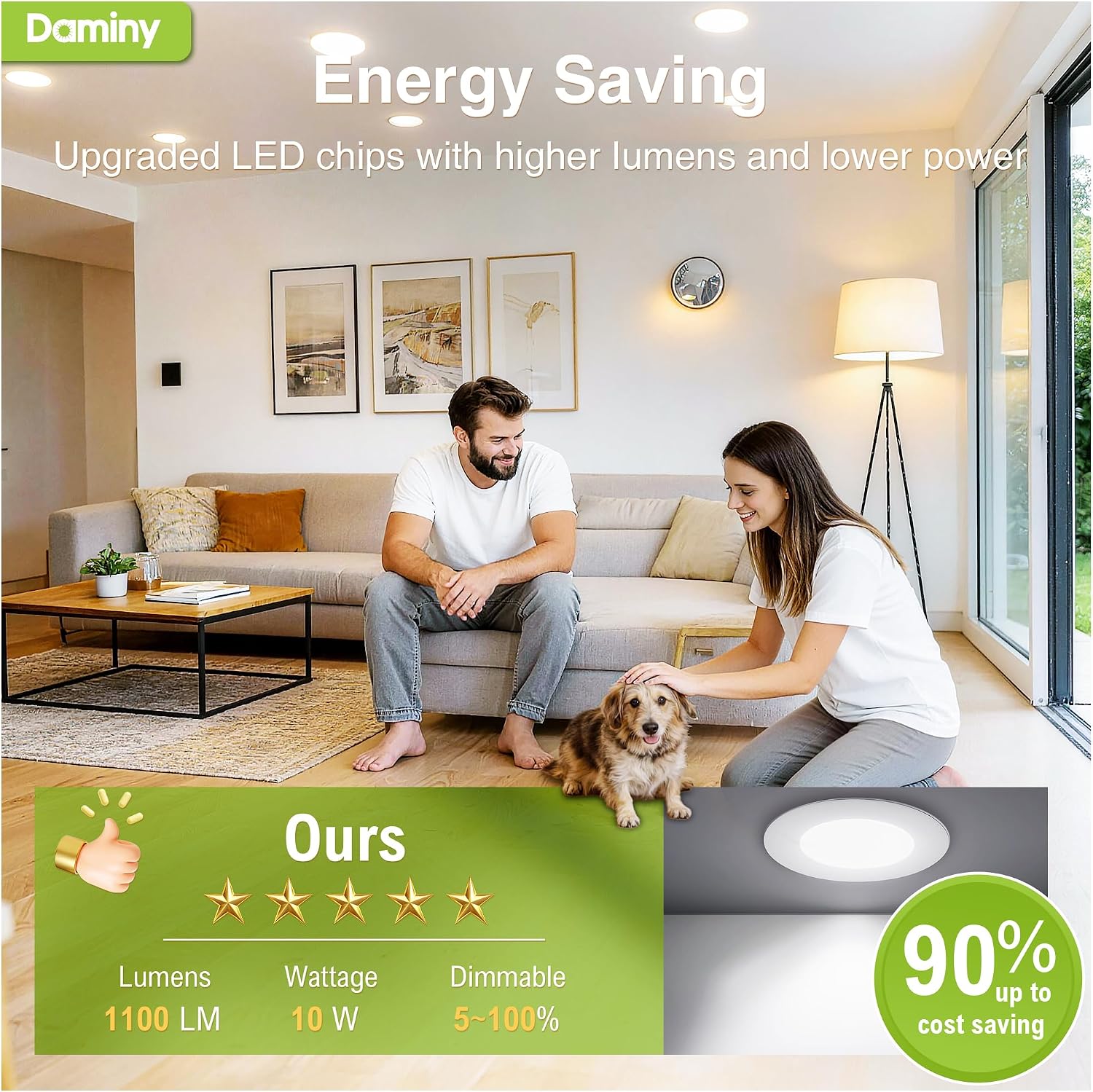 DAMINY 12 Pack 6 Inch LED Recessed Lighting, Canless Wafer Downlight