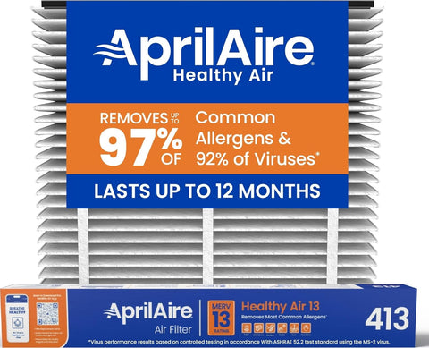 Genuine AprilAire 413 Replacement Filter for AprilAire Whole House Air Purifiers - MERV 13, Healthy Home Allergy, 16x25x4 Air Filter (Pack of 1)