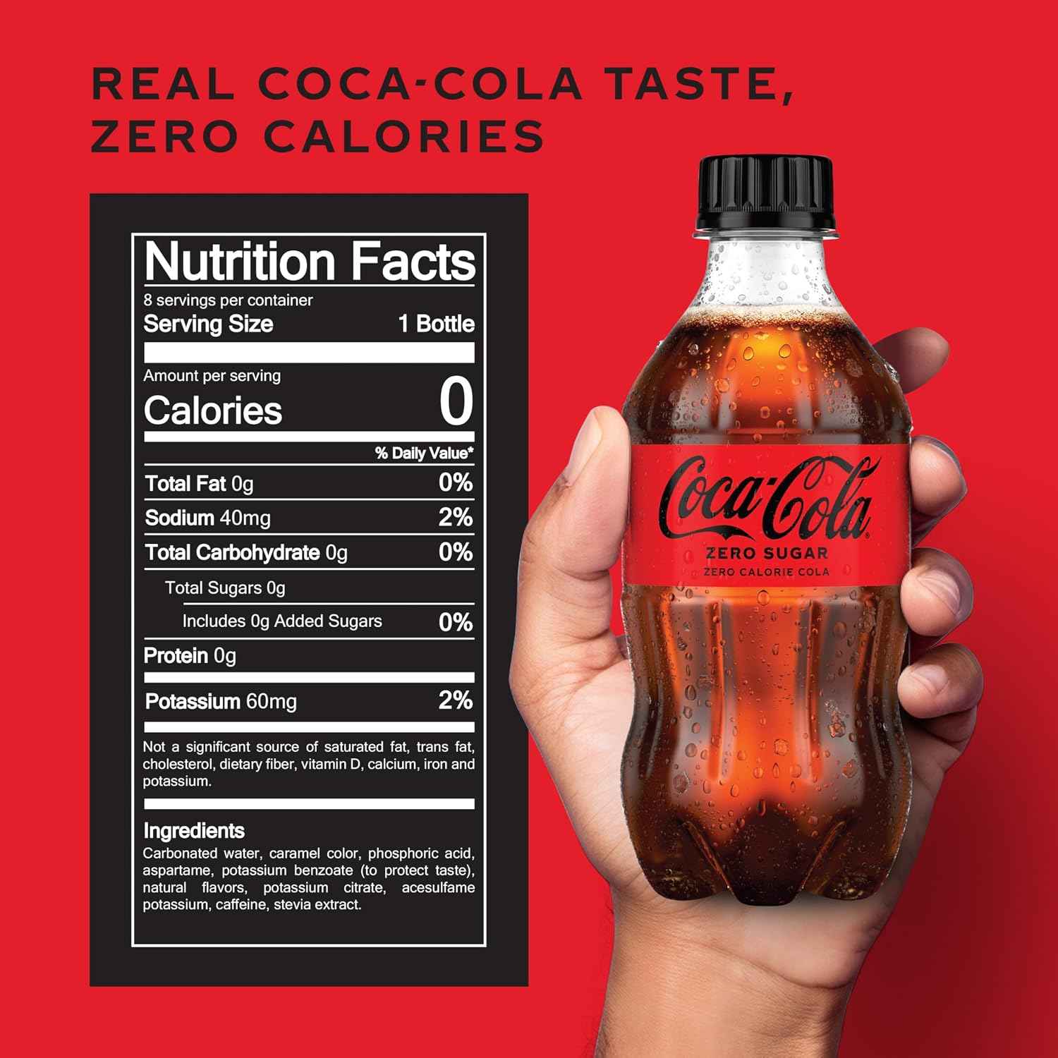 Coca-Cola Zero Sugar Soda Soft Drink Bottles, 12 fl oz, 8 Pack