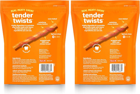 Hartz Oinkies Tender Twists with Real Chicken Breast Rawhide-Free Dog Treats, Highly Digestible Dog Chews, 72 Count (Pack of 6)