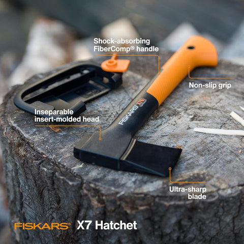 Fiskars X7 Small Hatchet Axe 14", for Camping & Chopping Wood Kindling